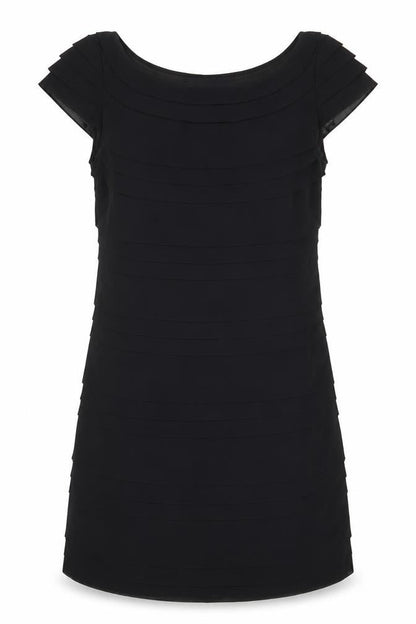 French Connection Womens Black Polyester Shift Size 10 Boat Neck Zip