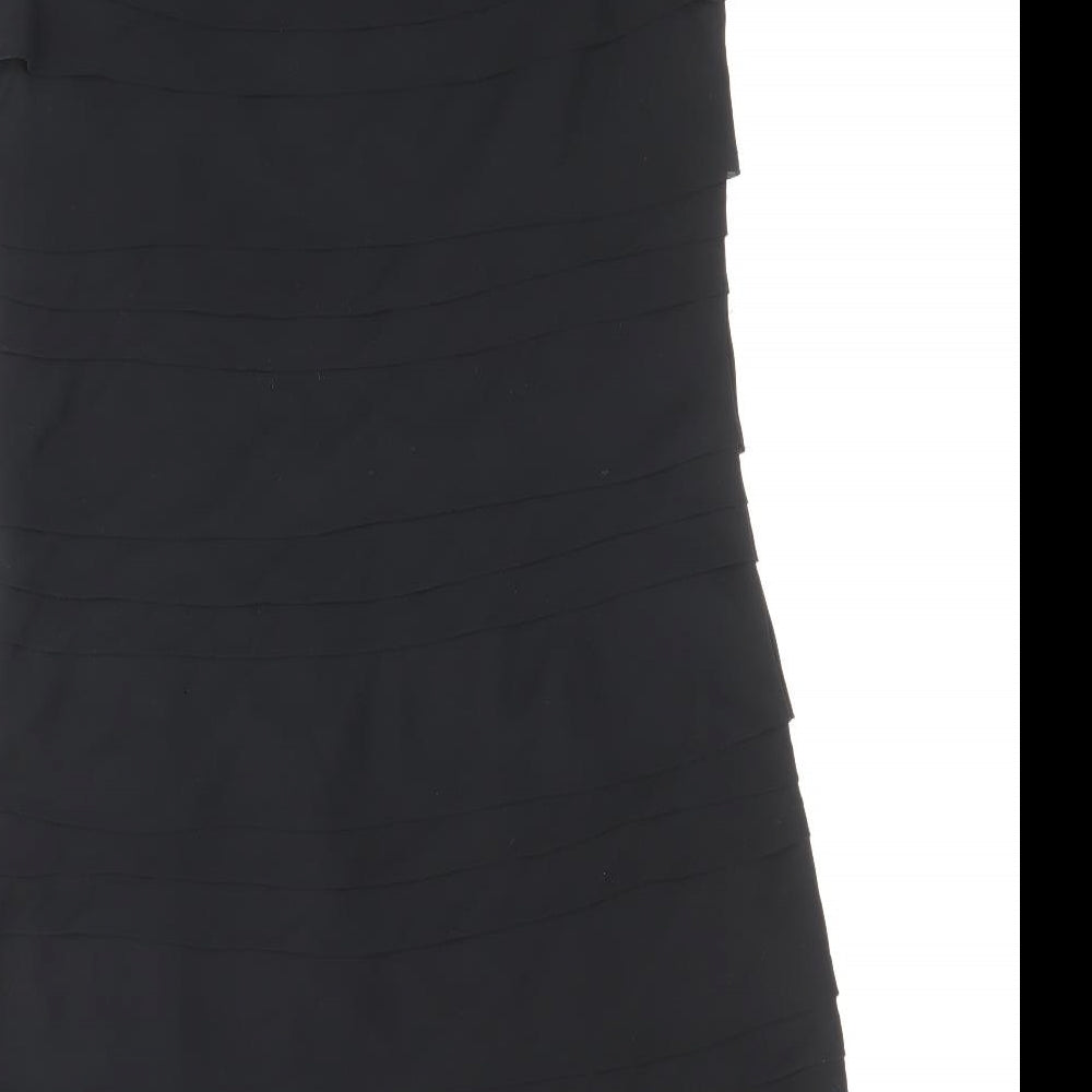 French Connection Womens Black Polyester Shift Size 10 Boat Neck Zip