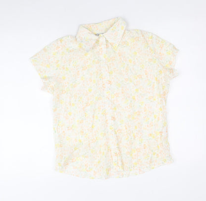 Womens UK Size 12 EVIE Yellow Basic Button-Up