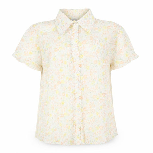 Womens UK Size 12 EVIE Yellow Basic Button-Up