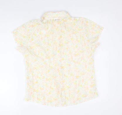 Womens UK Size 12 EVIE Yellow Basic Button-Up