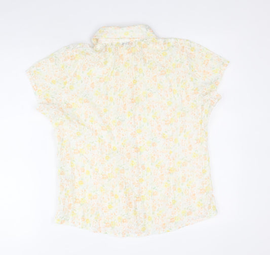 EVIE Womens Yellow Geometric Polyester Basic Button-Up Size 12 V-Neck