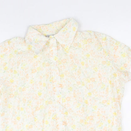 Womens UK Size 12 EVIE Yellow Basic Button-Up