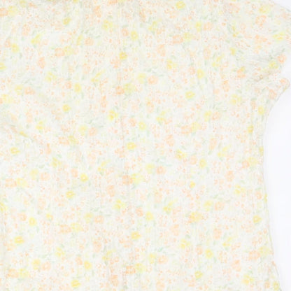 Womens UK Size 12 EVIE Yellow Basic Button-Up