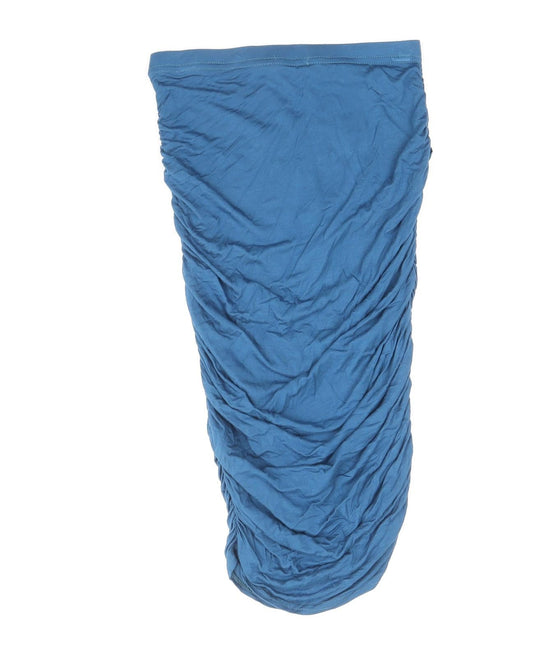 Boohoo Womens Blue Viscose Bodycon Size 12 Off the Shoulder Pullover