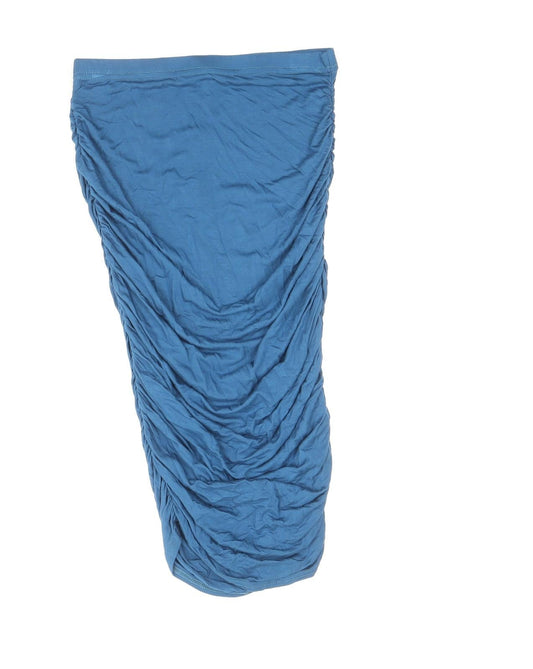 Boohoo Womens Blue Viscose Bodycon Size 12 Off the Shoulder Pullover