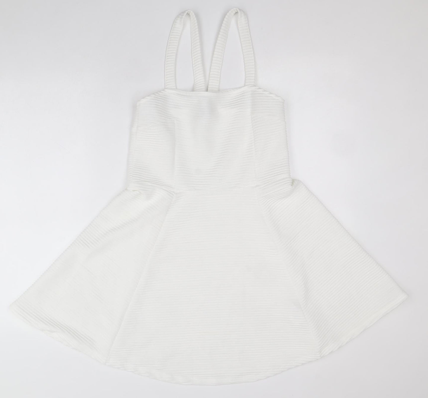 Divided by H&M Womens White Polyester Pinafore/Dungaree Dress Size M Square Neck Pullover