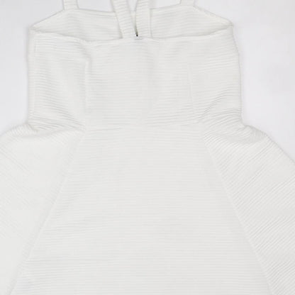 Divided by H&M Womens White Polyester Pinafore/Dungaree Dress Size M Square Neck Pullover