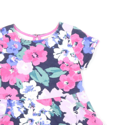 Gymboree Girls Pink Floral Cotton Skater Dress Size 3 Years Round Neck Button