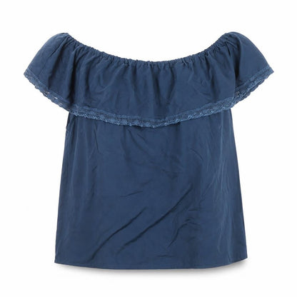 Womens UK Size 12 Ribbon Blue Basic Blouse