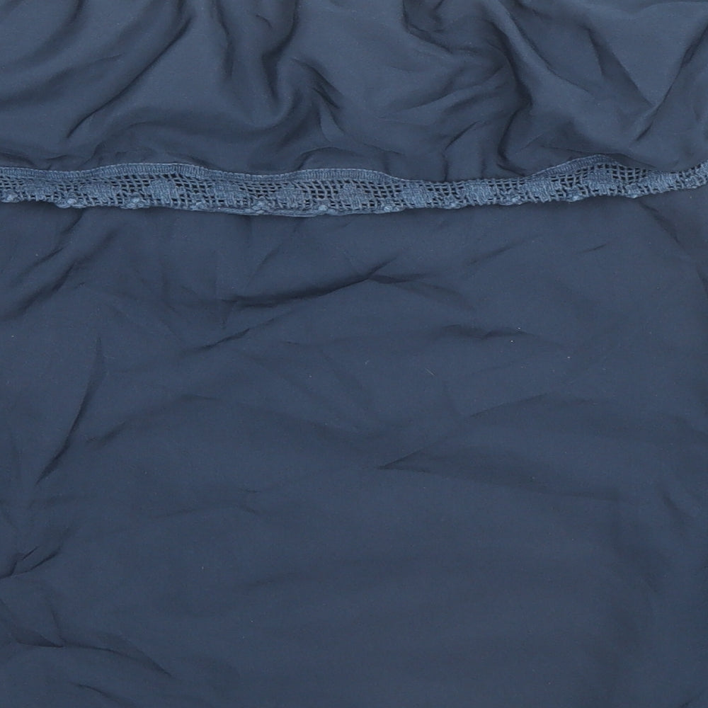 Womens UK Size 12 Ribbon Blue Basic Blouse