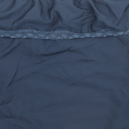 Womens UK Size 12 Ribbon Blue Basic Blouse