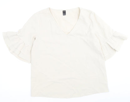 SheIn Womens Beige Polyester Basic Blouse Size S V-Neck