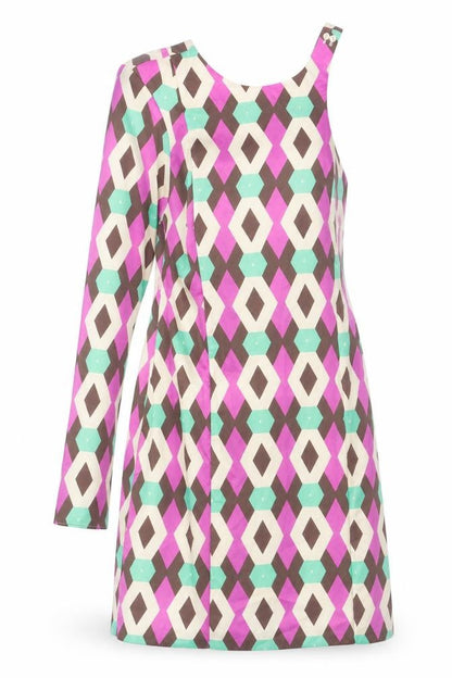 Zara Womens Multicoloured Geometric Polyester A-Line Size XS Round Neck Zip