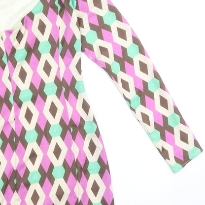Zara Womens Multicoloured Geometric Polyester A-Line Size XS Round Neck Zip