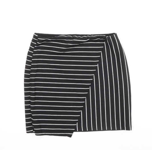 Miss Selfridge Womens Black Striped Polyester Bandage Skirt Size 10