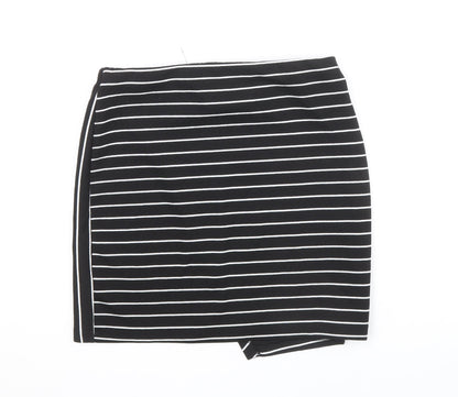 Miss Selfridge Womens Black Striped Polyester Bandage Skirt Size 10