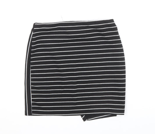 Miss Selfridge Womens Black Striped Polyester Bandage Skirt Size 10
