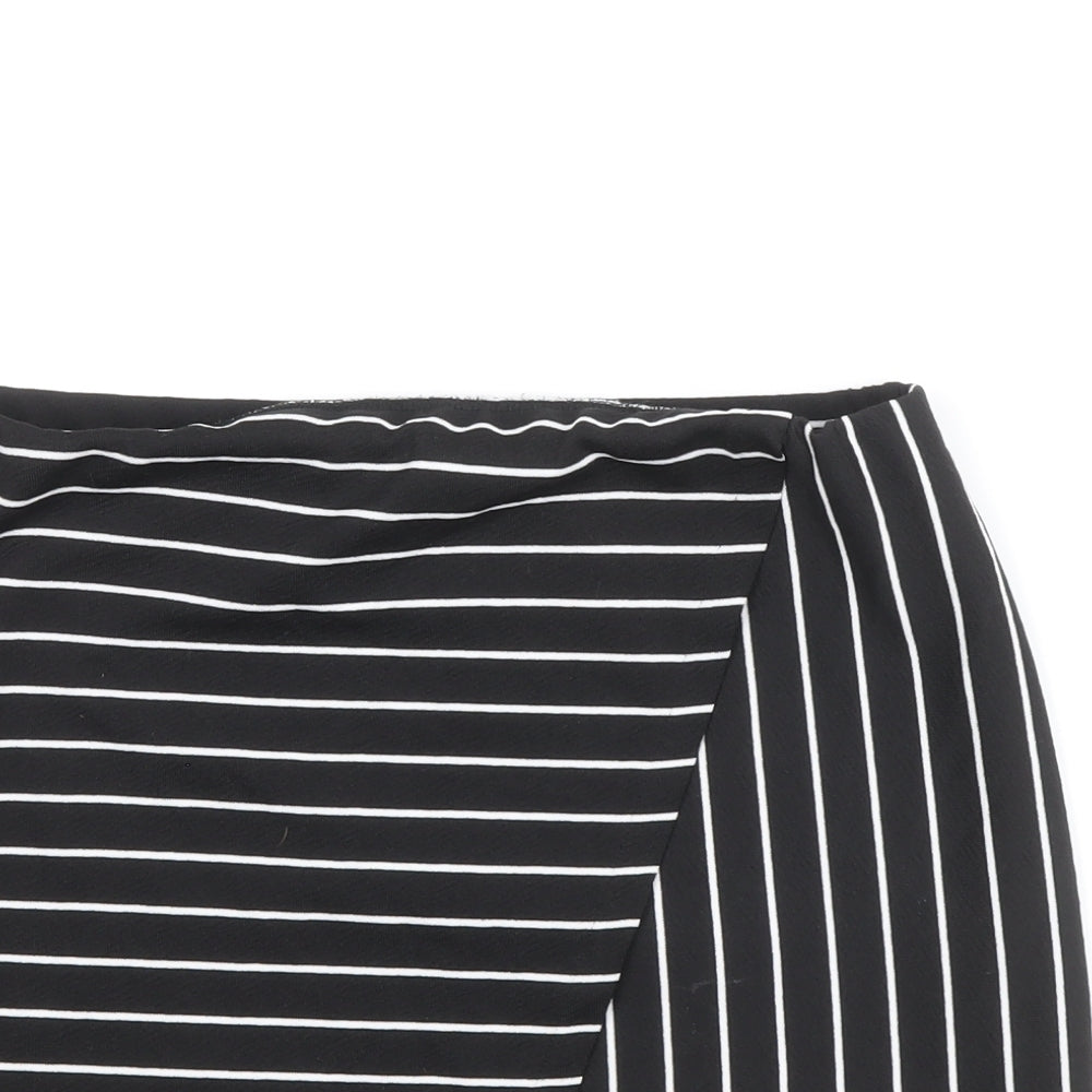 Miss Selfridge Womens Black Striped Polyester Bandage Skirt Size 10