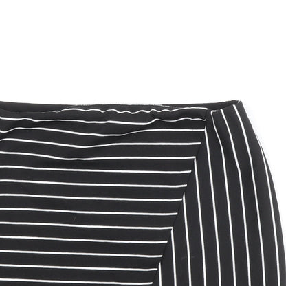 Miss Selfridge Womens Black Striped Polyester Bandage Skirt Size 10