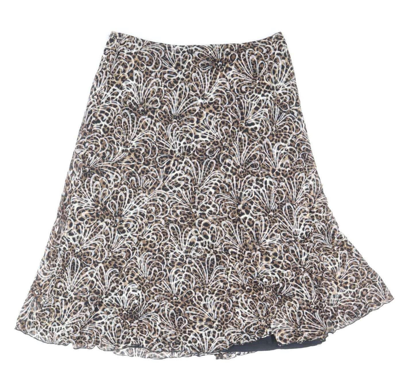 BASSINI Womens Brown Geometric Cotton Flare Skirt Size 12