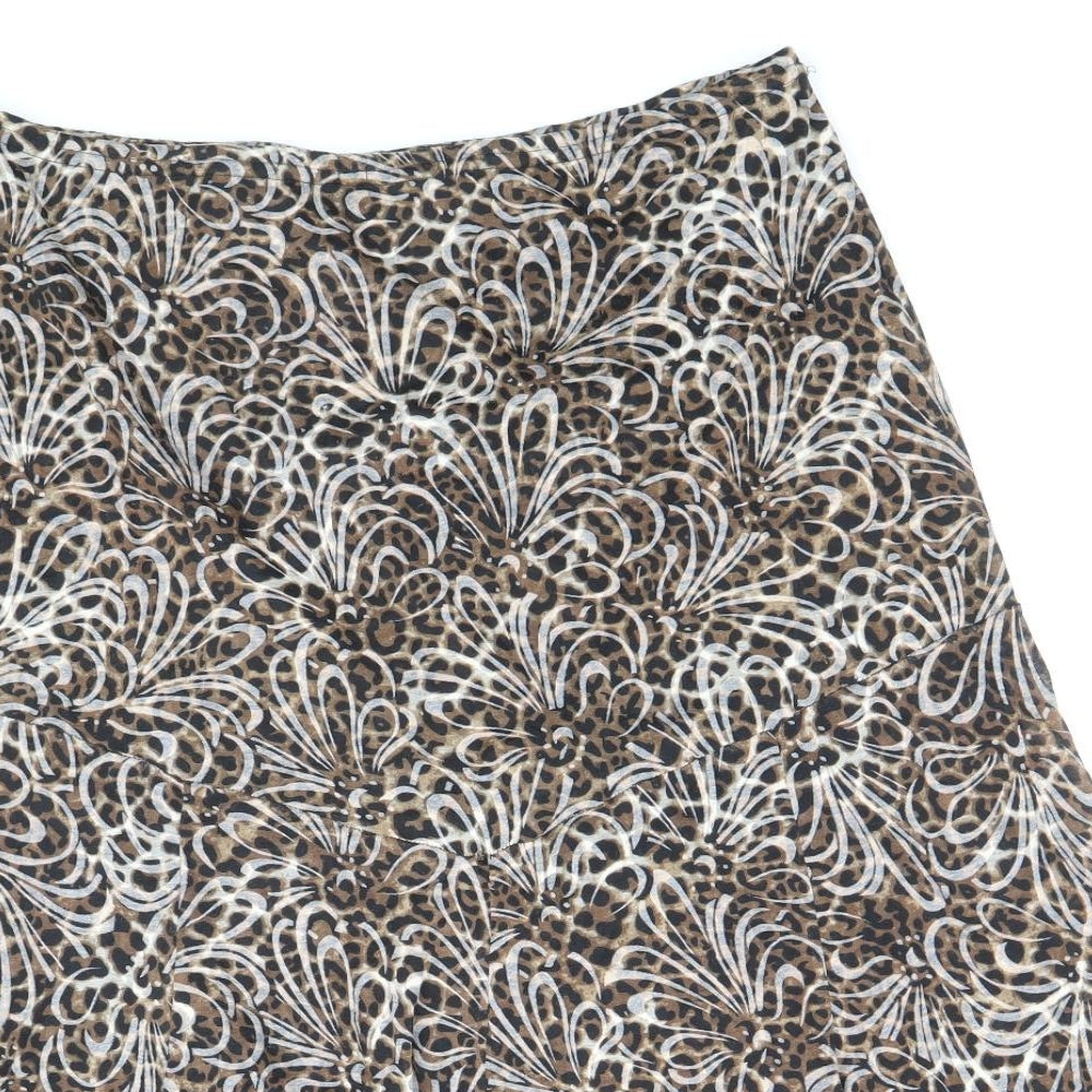 BASSINI Womens Brown Geometric Cotton Flare Skirt Size 12