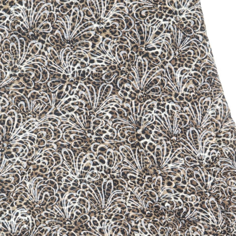 BASSINI Womens Brown Geometric Cotton Flare Skirt Size 12