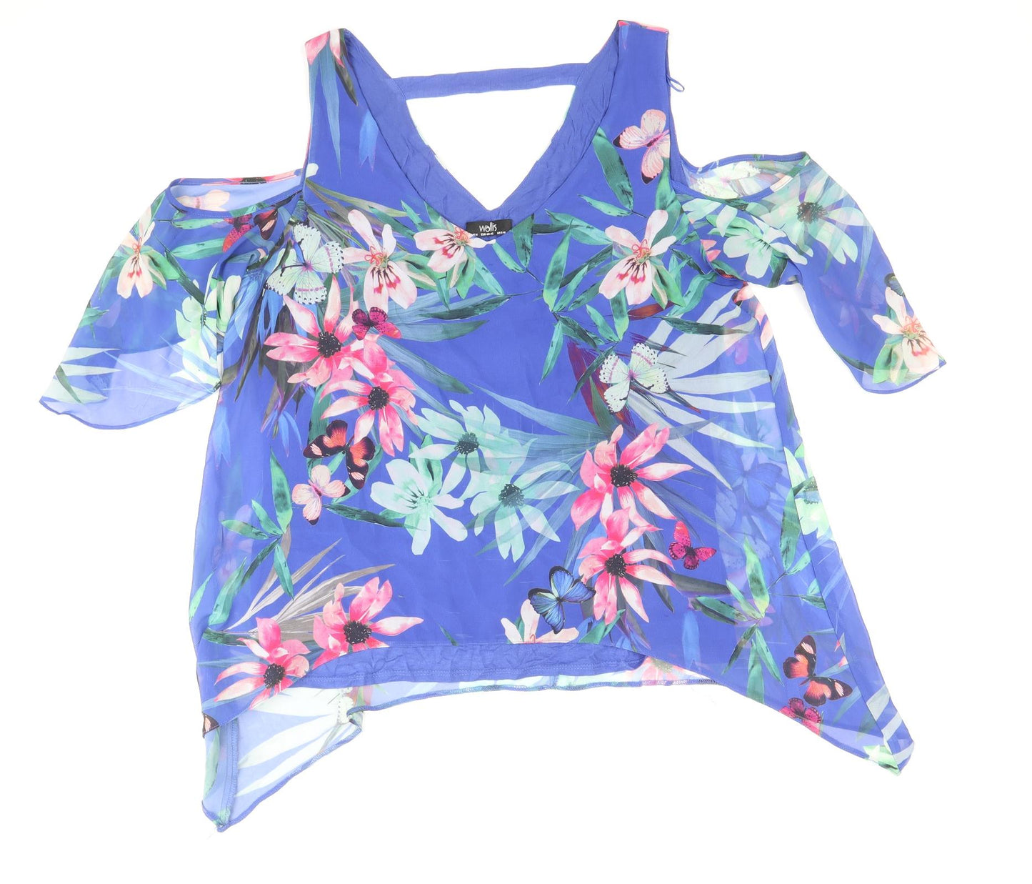 Womens UK Size M Wallis Blue Cropped T-Shirt