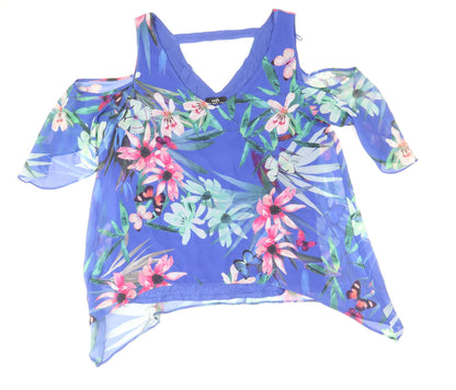Womens UK Size M Wallis Blue Cropped T-Shirt