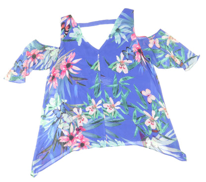 Womens UK Size M Wallis Blue Cropped T-Shirt