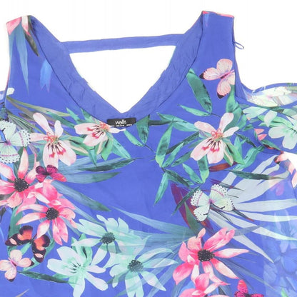 Womens UK Size M Wallis Blue Cropped T-Shirt