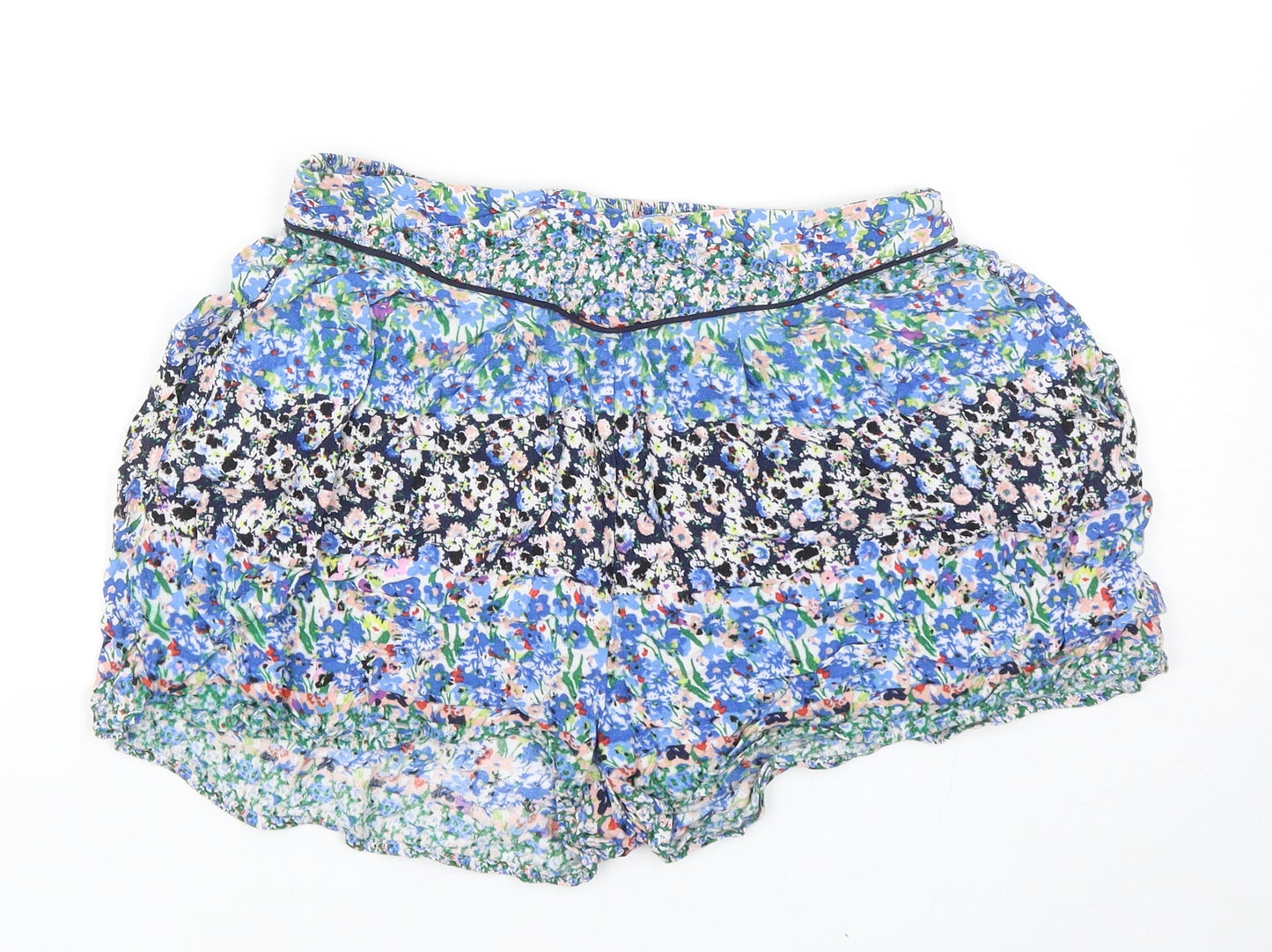 Stradivarius Womens Multicoloured Geometric Polyester Paperbag Shorts Size M Regular Pull On