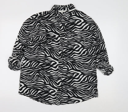 Womens UK Size 10 NEXT Black Basic Button-Up