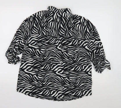 Womens UK Size 10 NEXT Black Basic Button-Up