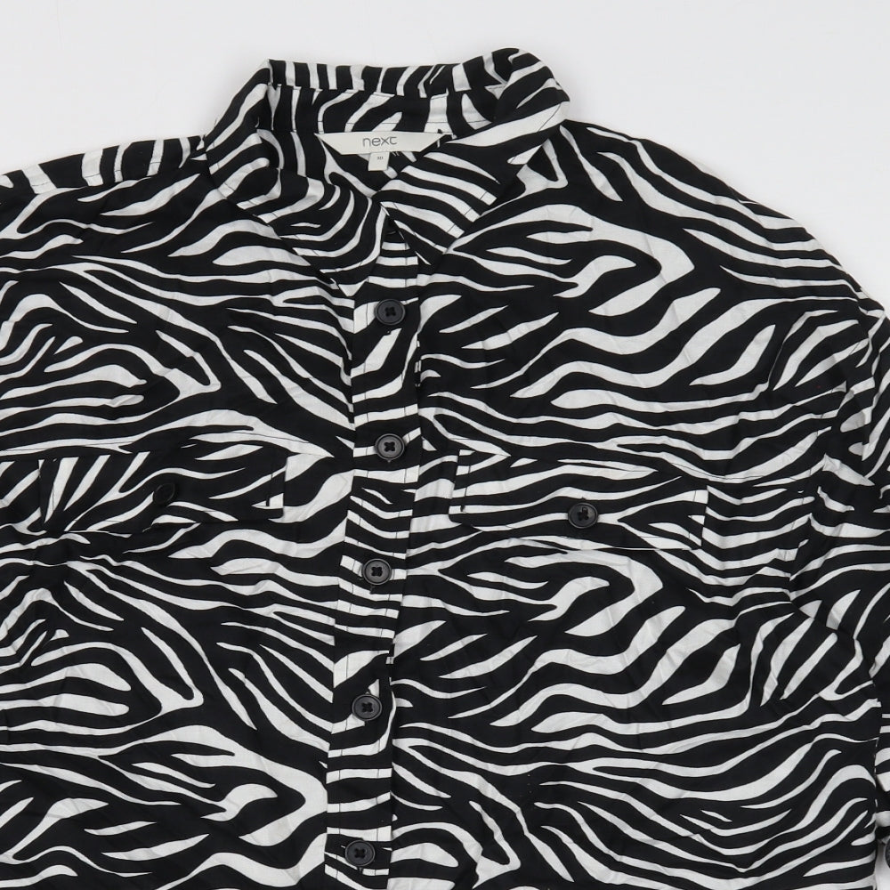 Womens UK Size 10 NEXT Black Basic Button-Up