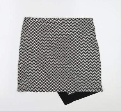 Atmosphere Womens Black Geometric Viscose A-Line Skirt Size 12