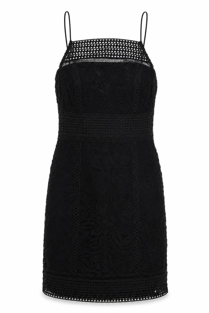 Topshop Womens Black Geometric Polyester A-Line Size 12 Square Neck Zip