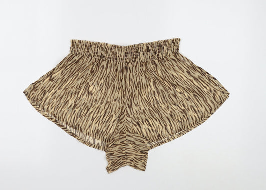 Brave Soul Womens Brown Geometric Polyester Paperbag Shorts Size M Regular Pull On