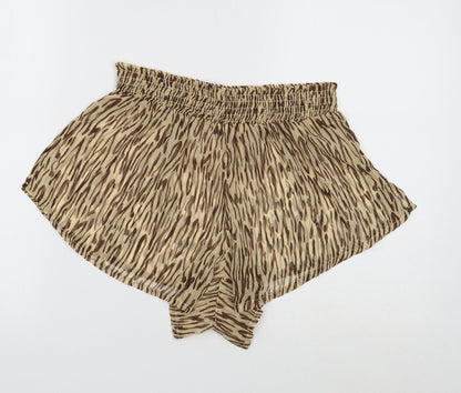 Brave Soul Womens Brown Geometric Polyester Paperbag Shorts Size M Regular Pull On