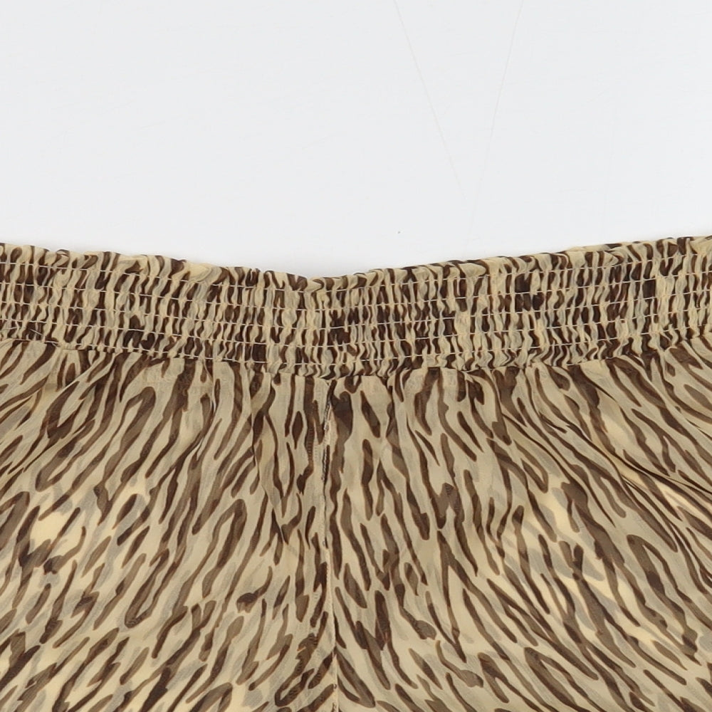 Brave Soul Womens Brown Geometric Polyester Paperbag Shorts Size M Regular Pull On