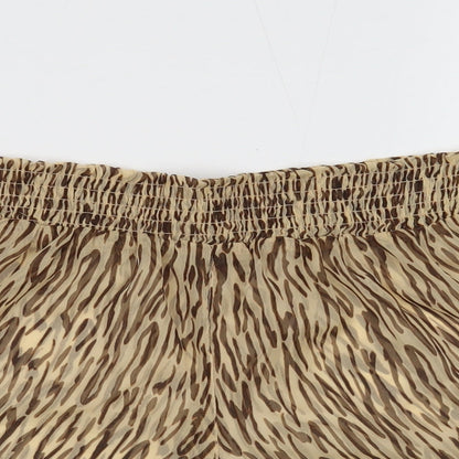 Brave Soul Womens Brown Geometric Polyester Paperbag Shorts Size M Regular Pull On