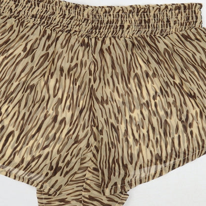 Brave Soul Womens Brown Geometric Polyester Paperbag Shorts Size M Regular Pull On
