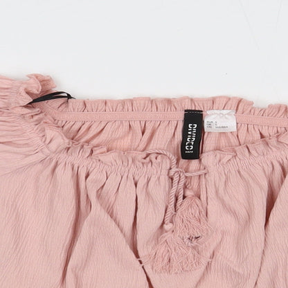 Divided Womens Pink Polyester Cropped Blouse Size S Square Neck
