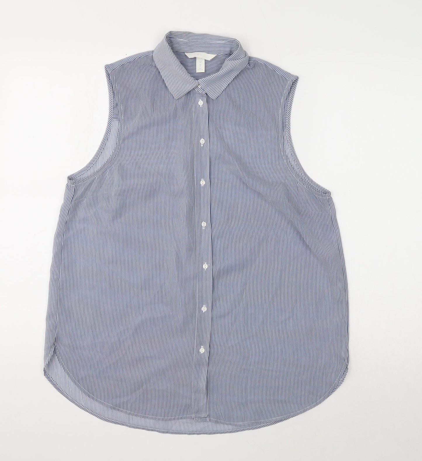 Womens UK Size 12 H&M Blue Basic Button-Up