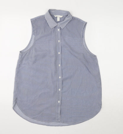 Womens UK Size 12 H&M Blue Basic Button-Up