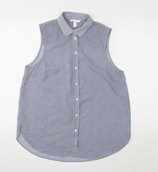 Womens UK Size 12 H&M Blue Basic Button-Up