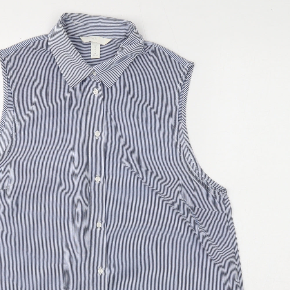 Womens UK Size 12 H&M Blue Basic Button-Up