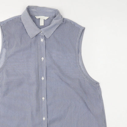 Womens UK Size 12 H&M Blue Basic Button-Up