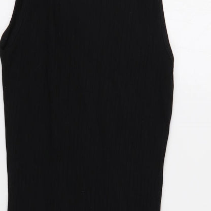 SheIn Womens Black Cotton Tank Dress Size S Scoop Neck Pullover - Ribbed