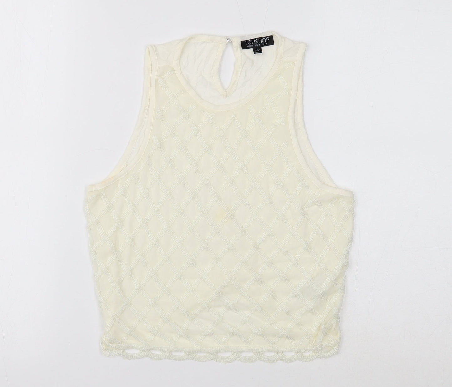 Womens UK Size 8 Topshop White Basic Tank